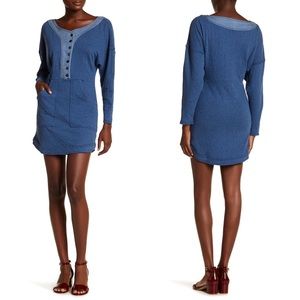 Free People Long Sleeve Knit Front Pocket Dress